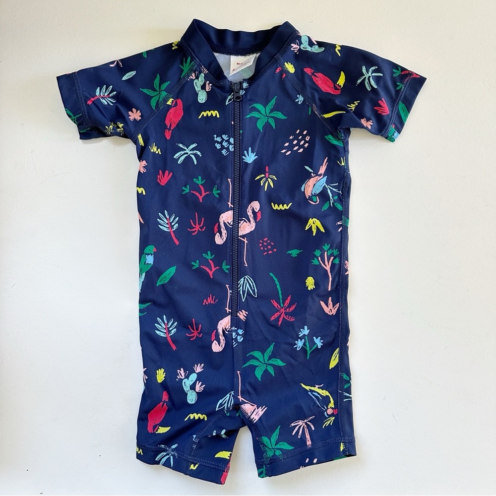 Hanna Andersson Kids Swim Rashguard - Navy with Multicolor Print